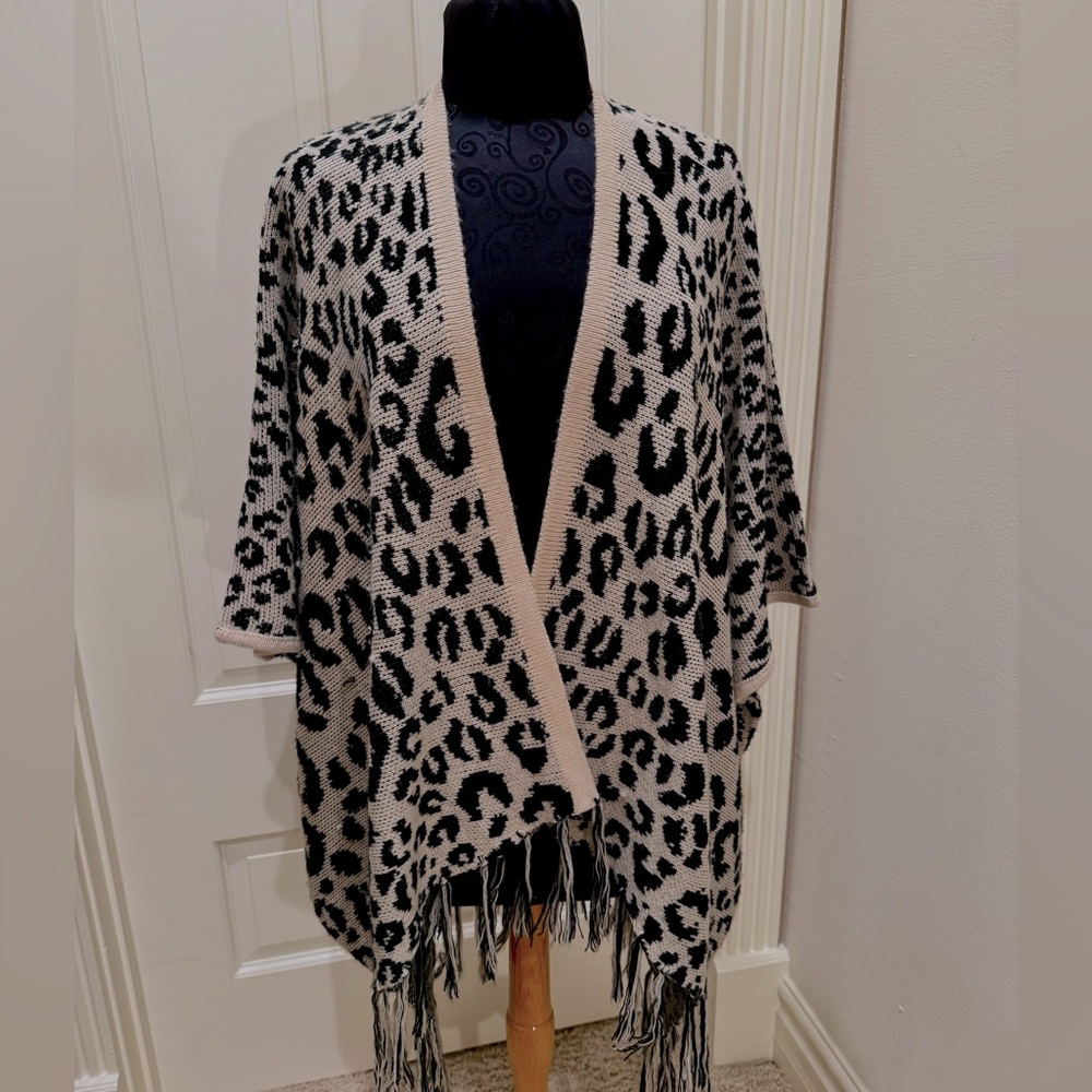 Fringed cardigan sweater